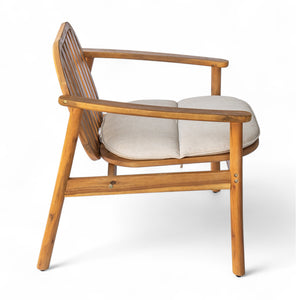 English Elm Christopher Knight Home® - Meja Teak Club Chair Set of 2 with Beige Cushions — Acacia & Eucalyptus Wood, Sleek Outdoor Design N775P282498T