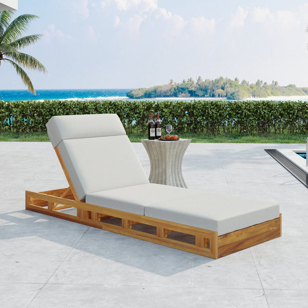 English Elm Christopher Knight Home® - Lounge Chaise Set - Adjustable Acacia Wood With Water-Resistant Cushions For Ultimate Comfort Outdoors N770P272405T_N770P285267C
