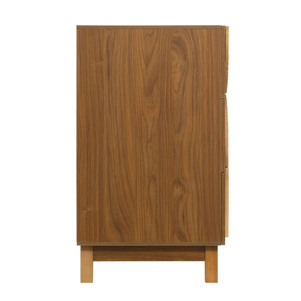 English Elm Modern Fluted 6 Drawer Dresser with Solid Wood Legs Japandi Chest for Bedroom Brown N739S0000013N