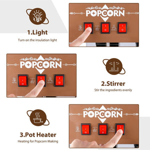 English Elm 12oz Retro Cart Popcorn Machine with Three Candy Dispensers for Parties W2841P392619