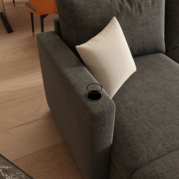 English Elm Modern Large Sectional Sofa U-Shaped 123" Modular Sofa Bed with Ottoman Storage, Plush Chenille Comfort Grey W680S00011