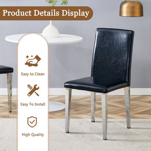 English Elm Table 7-Piece Modern Dining Set With Glass Top, Artistic Mdf Legs, And 6 Comfortable Pu Chairs W1151S03803-GIGA