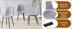 English Elm Table and Chair Set Seats Eight with Marble Pattern Mdf Top Brown Fabric Dining W1151S04134