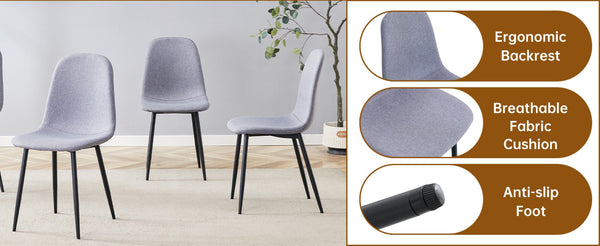 English Elm Table and Chair Set Seats Eight with Marble Pattern Mdf Top Brown Fabric Dining W1151S04134