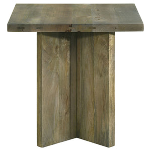 English Elm Donovan Rustic Mango Wood End Table - Square Accent Piece With Natural Finish For Modern Homes B062P299879