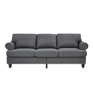 English Elm 83" Modern Classic Three-Seater Sofa with Storage, Upholstered Polyester, Solid Wood Frame, 900lb Capacity Grey W1097S00172