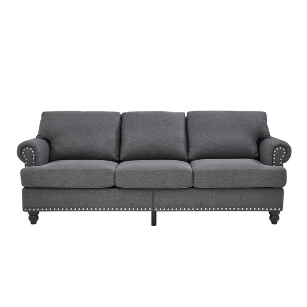 English Elm 83" Modern Classic Three-Seater Sofa with Storage, Upholstered Polyester, Solid Wood Frame, 900lb Capacity Grey W1097S00172