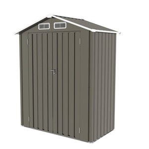 English Elm 5x3 Ft Galvanized Steel Outdoor Storage Shed with Peaked Roof and Lockable Door W3213P309352