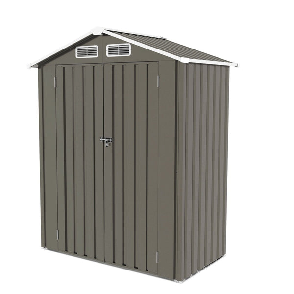 English Elm 5x3 Ft Galvanized Steel Outdoor Storage Shed with Peaked Roof and Lockable Door W3213P309352