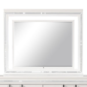 English Elm Genoa Led Illuminated Wall Mirror with White Wood Frame for Bedroom Dresser Decor B078P497938