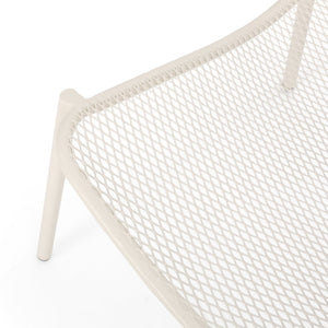 English Elm Kincaid Outdoor Iron Mesh Conversation Set Rust Resistant Patio Chairs with Side Table White N775P392159W