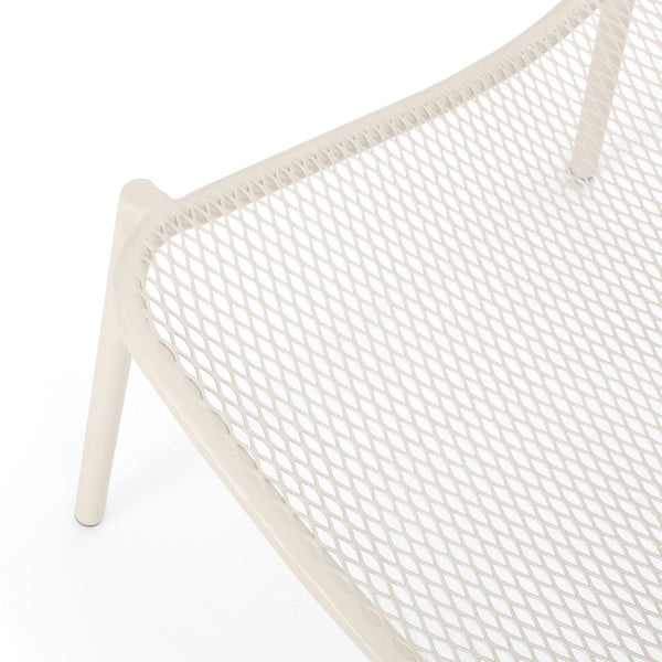 English Elm Kincaid Outdoor Iron Mesh Conversation Set Rust Resistant Patio Chairs with Side Table White N775P392159W