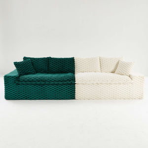 English Elm Luxury Color-Block Turtle Velvet Sofa - Versatile Seating For Stylish Living Rooms & Cozy Gatherings W3371S00053