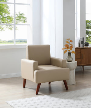 English Elm Ventura Tufted Velvet Accent Chair Compact Button Detail for Living Room or Bedroom Beige B078P497892