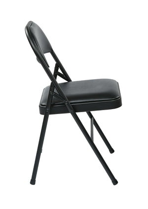 OSP Home Furnishings Folding Metal Chair with Padded Vinyl Seat for Events Gatherings and Extra Home Seating FF-23324V