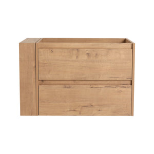 English Elm 30" Wall Mounting Bathroom Vanity Cabinet with Adjustable Side Shelf, Soft-Close 2/3 Drawers, Water-Resistant Plywood Imitative Oak W999P193004