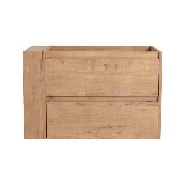 English Elm 30" Wall Mounting Bathroom Vanity Cabinet with Adjustable Side Shelf, Soft-Close 2/3 Drawers, Water-Resistant Plywood Imitative Oak W999P193004