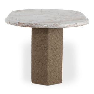 English Elm Sartoria Oval Breccia Marble Dining Table with Jute Wrapped Mango Wood Base B2769S00004