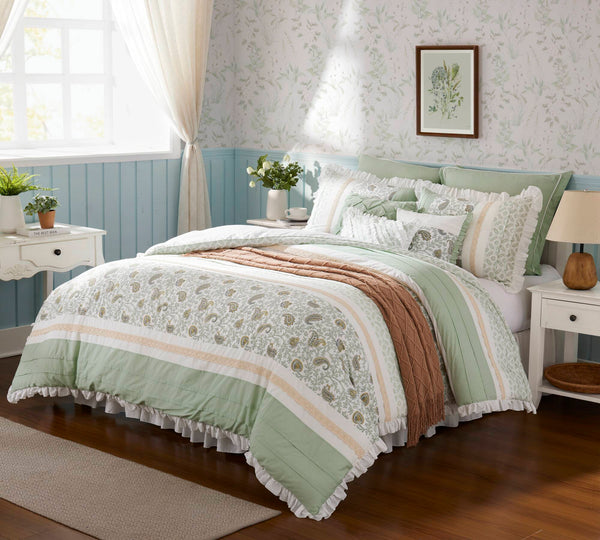 English Elm 9 Piece Cotton Percale Comforter Set For California King – Cozy, Stylish, Easy Care & Layering! B035P294111