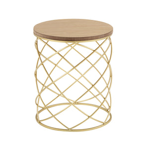 English Elm Christopher Knight Home® - Golden Side table with MDF Top & Gold Metal Birdcage Frame, 17"x17"x20.5" Modern No-Assembly Accent Piece N770P234470G
