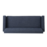 Christopher Knight Home® - Noble House - Sawyer Mid Century Modern Dark Blue Fabric 3 Seater Sofa