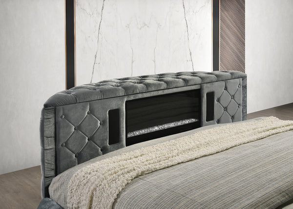 English Elm Luxurious Queen Size Bed Nightstand Set With Tv Lift, Electric Fireplace & Hidden Storage Solutions B2741S00116