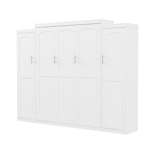 English Elm Full Size Murphy Bed with Dual Wardrobes Pine Mdf Frame for Guest or Bedroom N733S339778K
