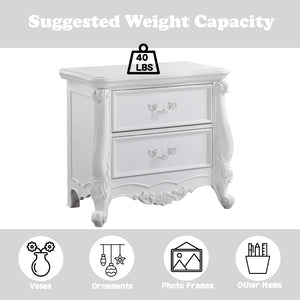English Elm Latisha Two Drawer White Nightstand with Felt Lined Storage for Modern Bedrooms B2756P493478
