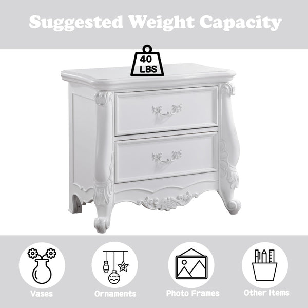 English Elm Latisha Two Drawer White Nightstand with Felt Lined Storage for Modern Bedrooms B2756P493478