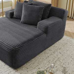 English Elm Single Frameless Velvet Lounge Chair Plush High Density Foam Accent Seat for Living Room Dark Gray W487P420017