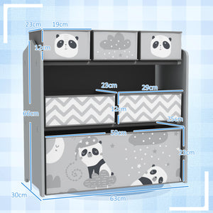 English Elm Qaba Kids Toy Organizer with 6 Bins, Cute Gray MDF Storage Shelf for Bedroom, Durable & Safe W2225P249762