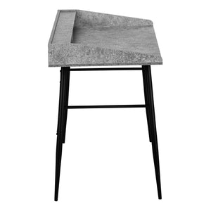 English Elm Computer Desk - Modern Grey Stone Laminate With Black Metal Frame, Stylish Home Office Workspace B2710P219826