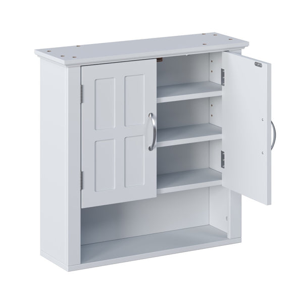 English Elm Bathroom Wall Mounted Cabinet Raised Panel Doors Adjustable Shelves Farmhouse Storage White N817P375225W