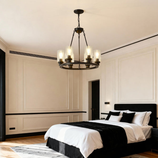 English Elm Modern Gold Branch Chandelier with Crystal Pendants for Dining and Living Rooms W5008P390857
