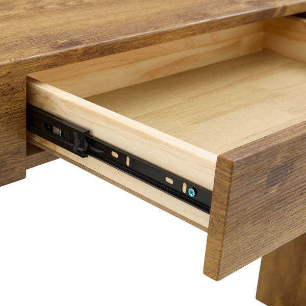 English Elm Elegant Natural Wood Grain Bar Table with Two Drawers, 50" Long, Ergonomic 37" Height, Sturdy MDF Design, Smooth Finish, Adjustable Non-Slip Feet W2920P225015