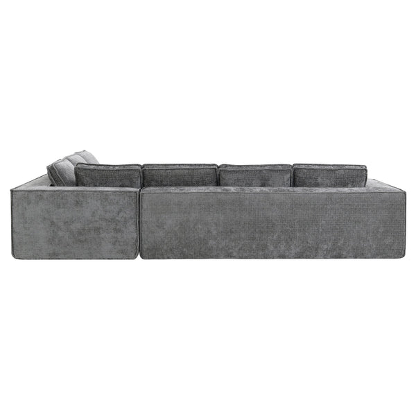 English Elm 129.5" Minimalist Modular Sectional Sofa – Wrinkle-Resistant Chenille, No-Assembly L-Shape Comfort and Flexibility Gray N723S9685E