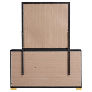 English Elm James White Glam Dresser with Mirror Gold Hardware Six Drawers Bedroom Vanity Set B062S01756