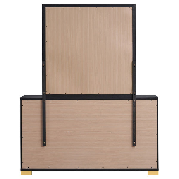 English Elm James White Glam Dresser with Mirror Gold Hardware Six Drawers Bedroom Vanity Set B062S01756