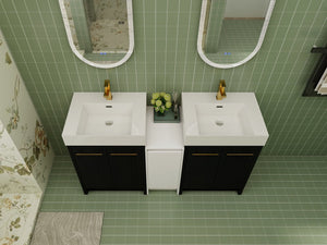 English Elm 60 Inch Freestanding Bathroom Vanity With Modern Resin Sink, Soft-Close Doors & Ample Storage Space W999S00299