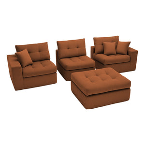 English Elm Corduroy L-shaped Sectional Sleeper Sofa No Assembly Needed for Apartments Orange W5532S00032