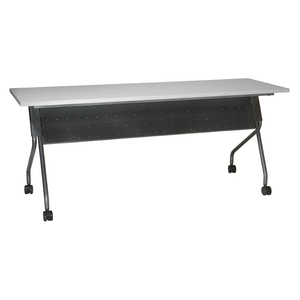 OSP Home Furnishings 6' 6 Foot Flip Top Nesting Training Table with Laminate Work Surface for Classrooms Grey Titanium 84226TG