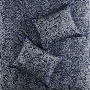 English Elm 5 Piece Aubrey Reversible Jacquard Bedspread Set King with Paisley Motif, Gold Sheen, Quilted Elegance Navy 22.83 L x 18.11 W x 7.48 H B03597644