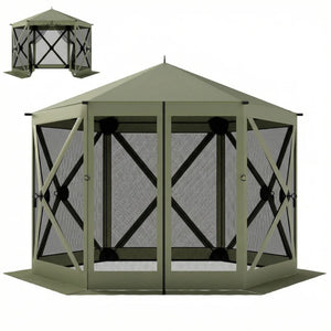 English Elm Outdoor Pop up Screen Canopy Tent with Mesh Walls Upf30 Roof for Camping Gatherings Black,Dark Green T3971P466899