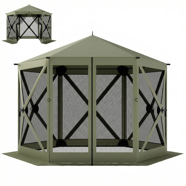 English Elm Outdoor Pop up Screen Canopy Tent with Mesh Walls Upf30 Roof for Camping Gatherings Black,Dark Green T3971P466899