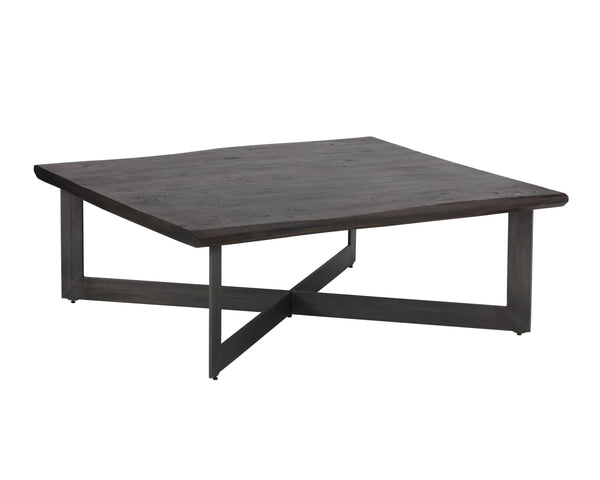Sunpan Marley Coffee Table – Rustic Acacia Wood and Antique Gunmetal Steel Base for Stylish Living Spaces Square