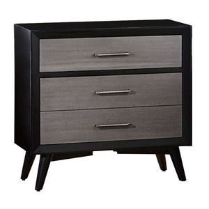 English Elm Contemporary Wooden Three Drawer Nightstand with Flared Legs for Modern Bedrooms B056P204752