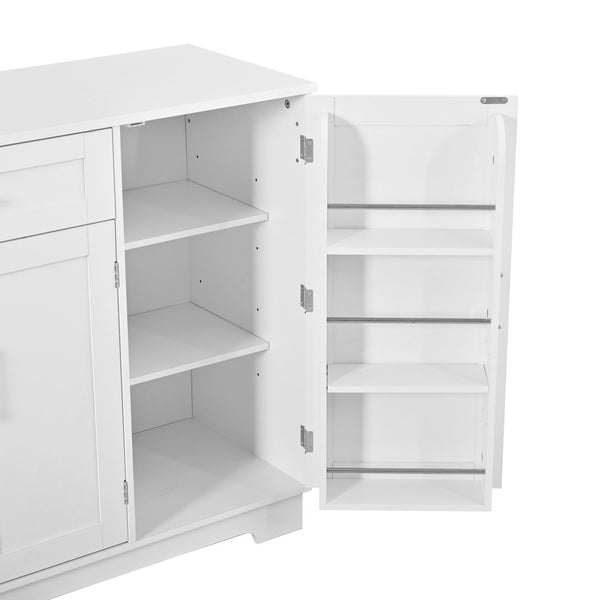 English Elm U_style Contemporary Buffet Cabinet Melamine Mdf Dining Room Storage with Adjustable Shelves White N711P437643K