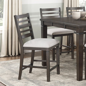 English Elm Classic 7-Piece Counter Height Dining Set - Extendable Dark Espresso Table & Upholstered Chairs B011S01908