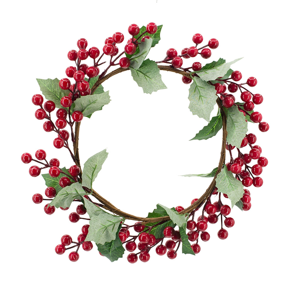 English Elm Set of 3 13" Red Berry Wreaths with Lifelike Green Holly Leaves — Festive, Durable Décor for Doorways and Mantels W2078P388017