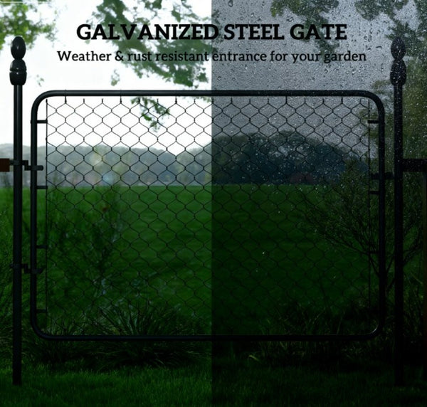 English Elm Galvanized Steel Chain Link Garden Gate Powder Coated Adjustable Yard Fence Entry T3971P421236